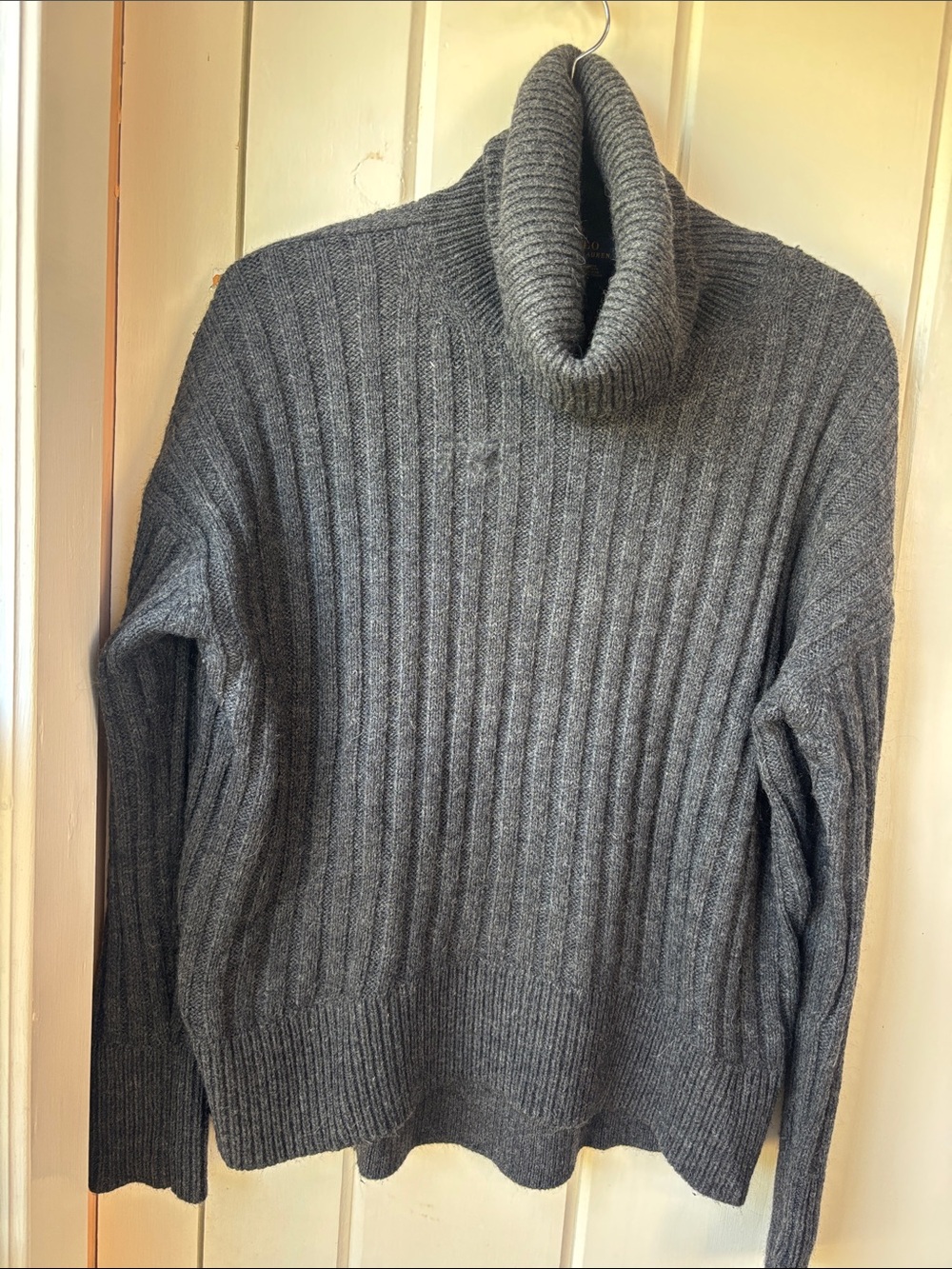 Polo Ralph Lauren Men's Charcoal Gray Ribbed Turtleneck Sweater